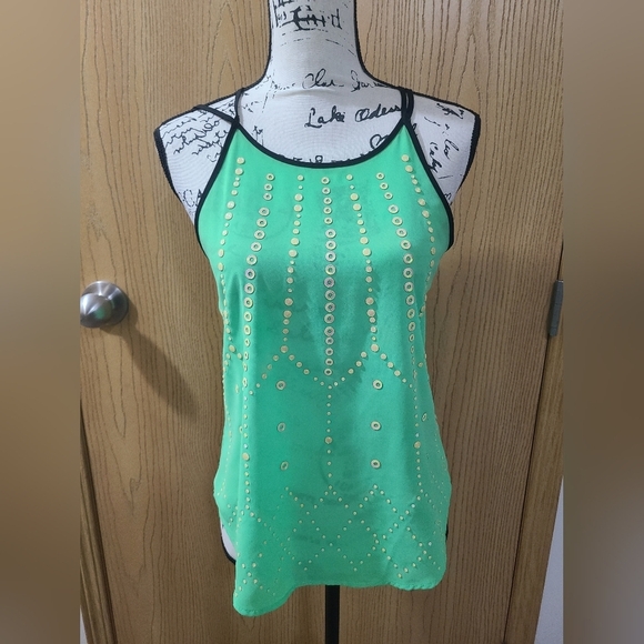 Lulumari Tops - Lulumari Neon Green Pearl Bead Embellished Open Back